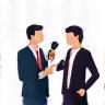 Icon representing media interviews and communication